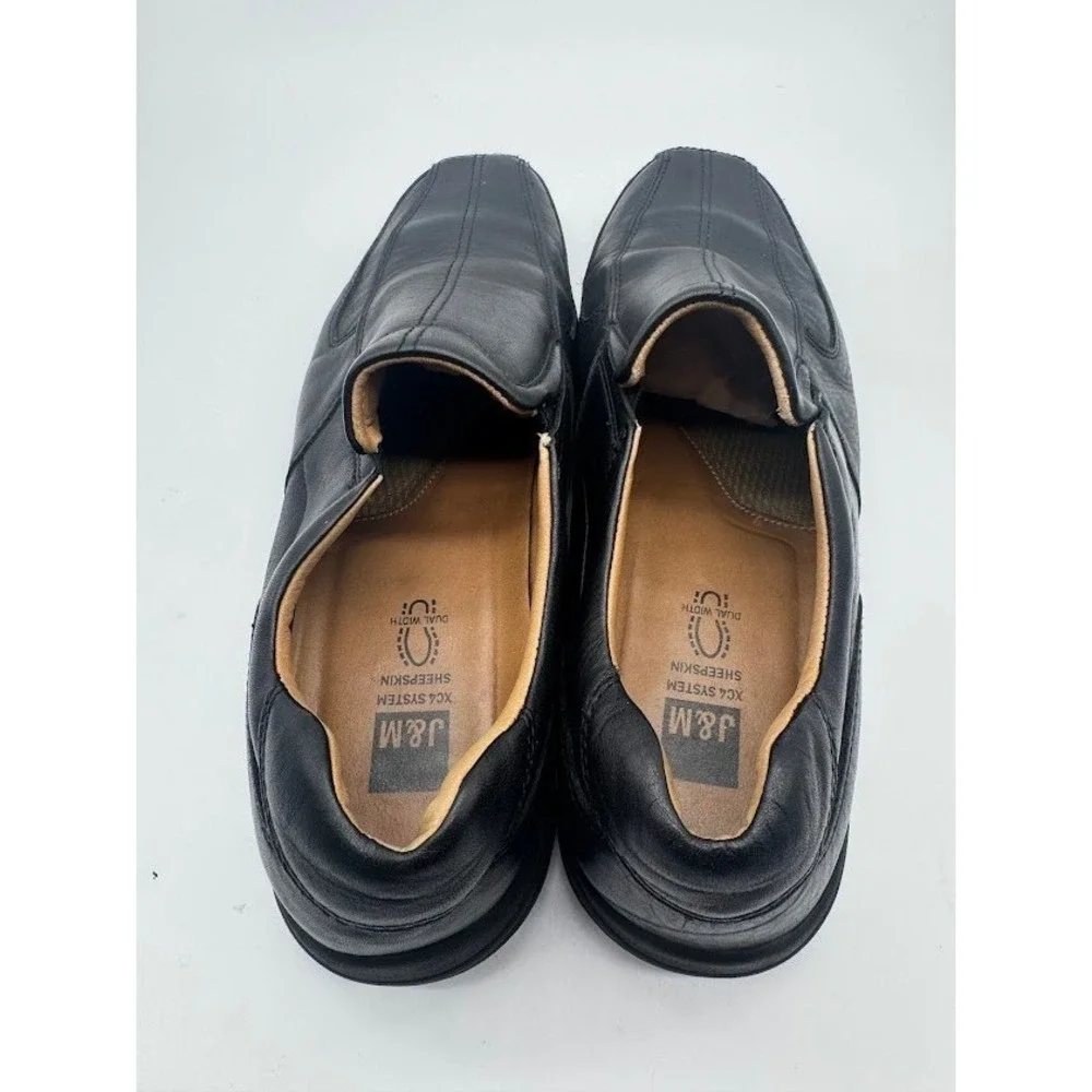 Johnston & Murphy XC4 Mens Black Leather Slip On‎ Loafers Square Moc Toe Shoes